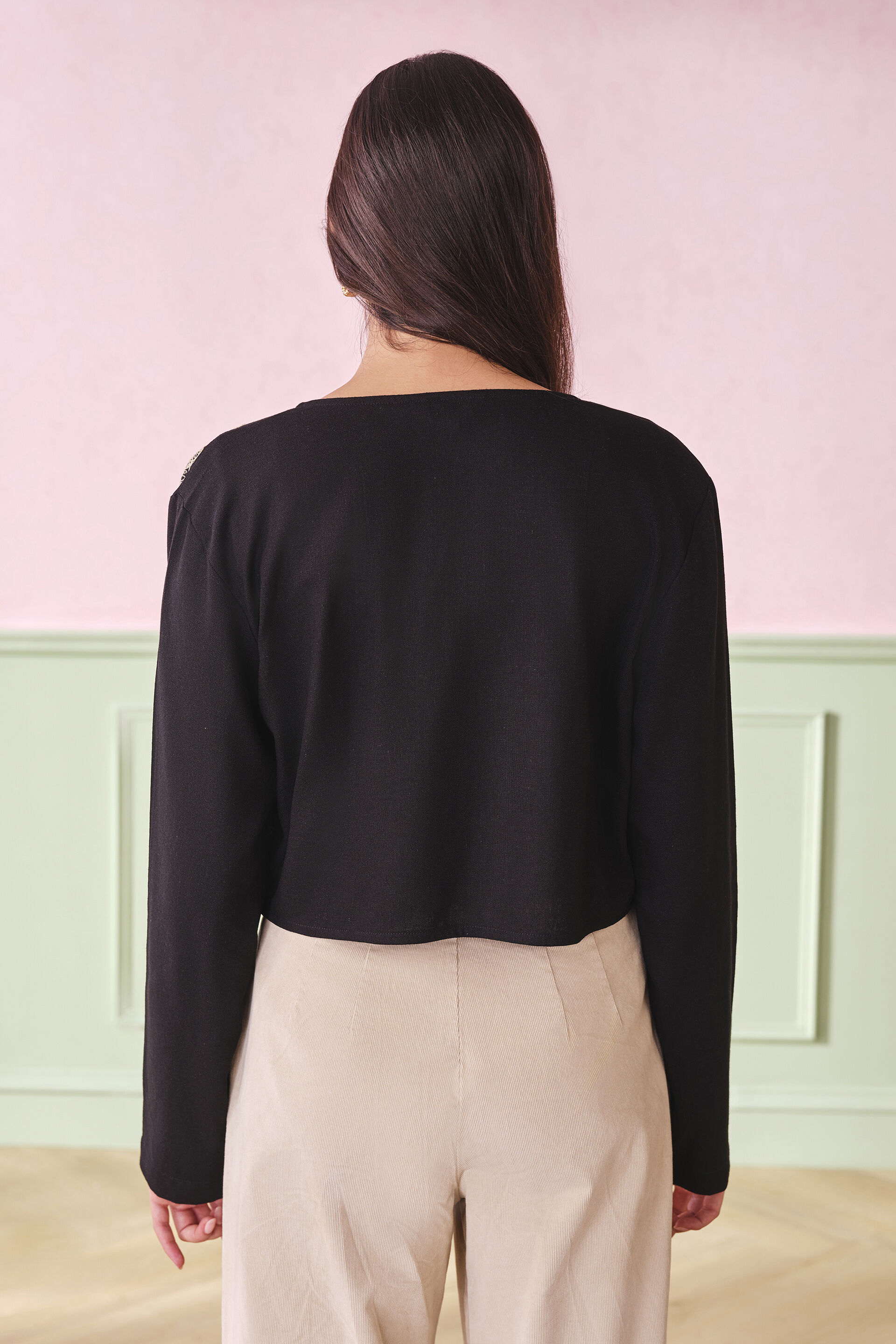 The Gala Noir Viscose Blend Shrug, Black, image 5